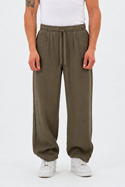 RELAXL 100% Cotton Muslin Loose Long Leg Khaki Trousers up to 12XL