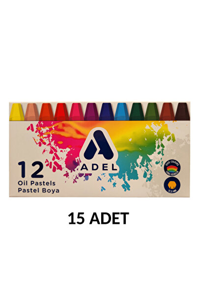 Adel 15 قطعة من أقلام التلوين الباستيل بـ 12 لونًا
