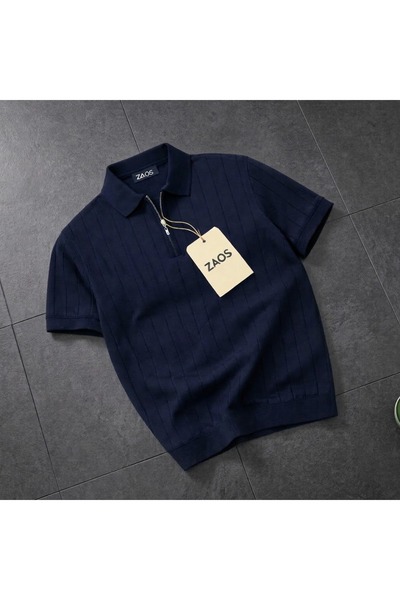zs zaos fashion Men's Short-Sleeved Summer Knitwear T-Shirt High-Quality Basi...