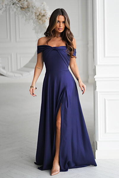 OEM Rochie Dama Lunga Eleganta Bicotone Bleumarin - Model 336-01