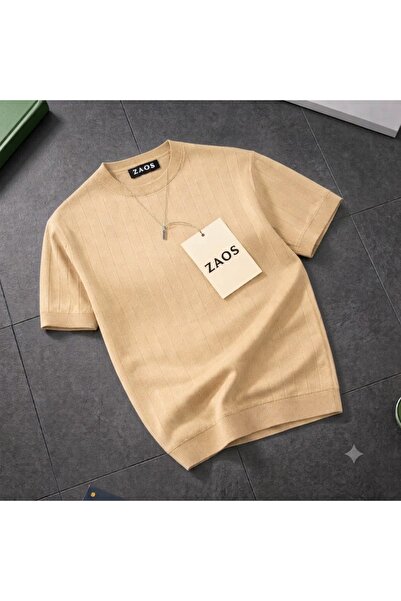 zs zaos fashion Men's Short-Sleeved Summer Knitwear T-Shirt High-Quality Basi...