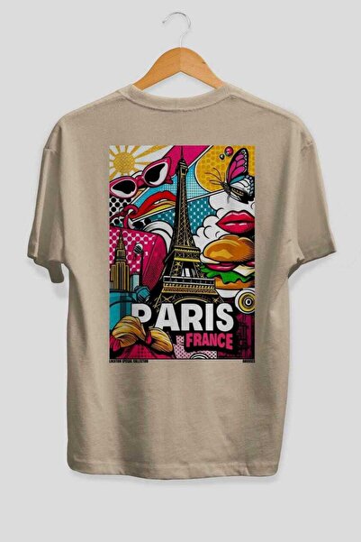 Ankhises Παρίσι Γαλλία 4 Μπεζ Oversize Country City Back Printed Unisex T-Shi...