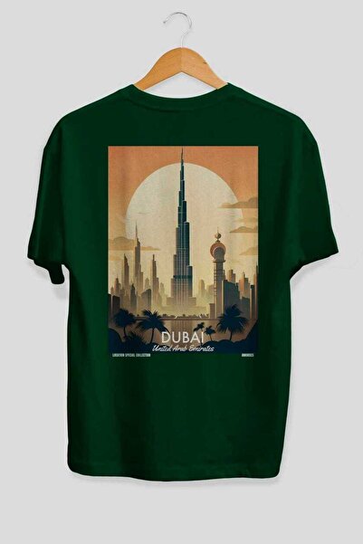 Ankhises Ντουμπάι ΗΑΕ 3 Πράσινο Oversize Country City T-shirt με στάμπα στην ...