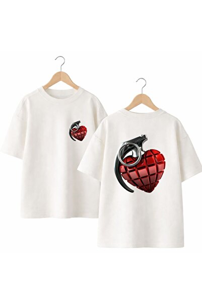 playwear Heart El Bom Back and Front Chest Printed 100% Cotton Oversize Loose...