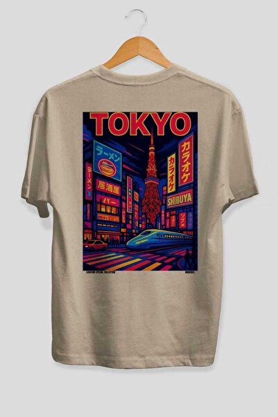 Ankhises Τόκιο Ιαπωνία Μπεζ Oversize Country City Back Printed Unisex T-Shirt...