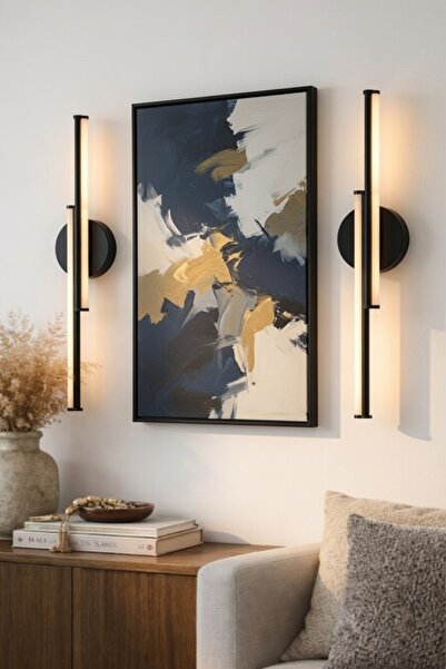 ST LİGHTİNG SİYAH 50cm Kablosuz Pilli Salon Koridor Tablo Duvar Resim Televiz...
