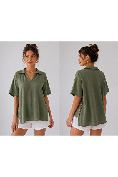 Türkiş Otantik Wide-Fit Summer Muslin Blazer