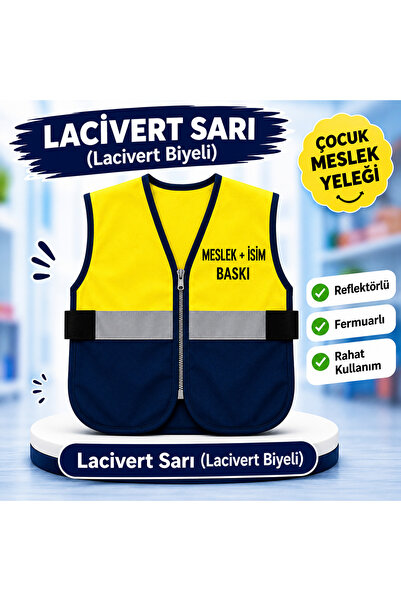 Teknik Kişiye Özel Meslek ve İsim Baskılı Reflektörlü Çocuk Meslek Yeleği (İs...