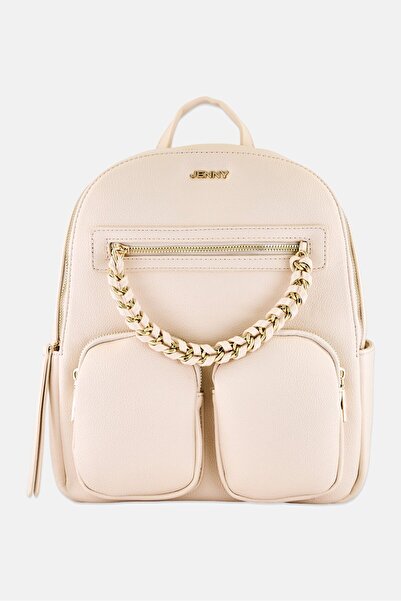 Jenny Women Brand Logo Backpack, Beige