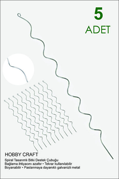 shop Spiral Bitki Destek Çubuğu (Kancalı) | 5 Adet 120 cm Bitki ve Sebze Dest...