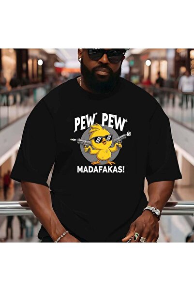 NOURAM تي شيرت رجالي كبير الحجم فضفاض بطبعة 'Pew Madafakas' و'Butterfly Faith...