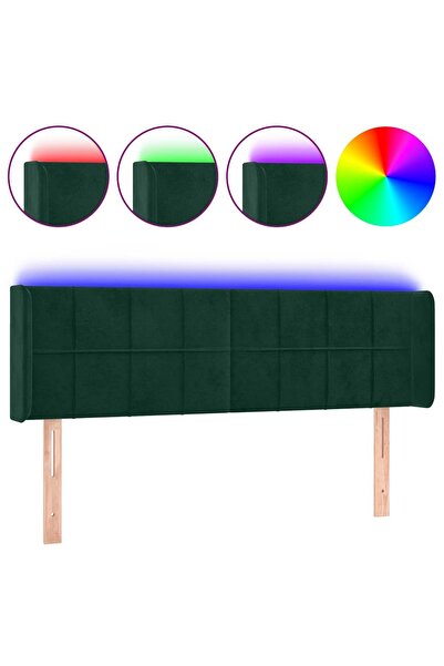 vidaxl Tăblie de pat cu LED, verde închis, 147x16x78/88 cm, catifea