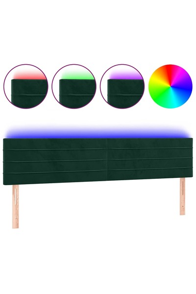 vidaxl Tăblie de pat cu LED, verde închis, 160x5x78/88 cm, catifea