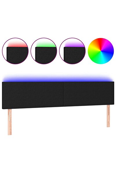 vidaxl Tăblie de pat cu LED, negru, 180x5x78/88 cm, textil