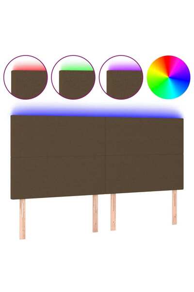 vidaxl Tăblie de pat cu LED, maro închis, 160x5x118/128 cm, textil