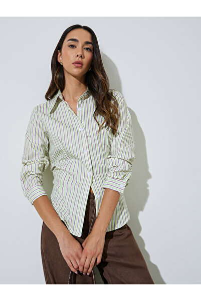Styli Green Striped Long Sleeve Shirt