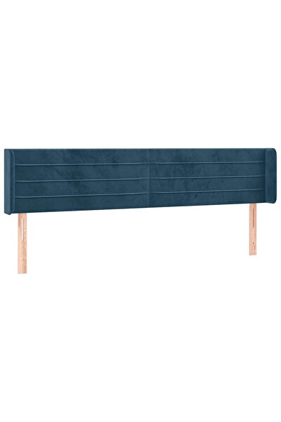 vidaxl Tăblie pat cu aripioare albastru închis 203x16x78/88 cm catifea