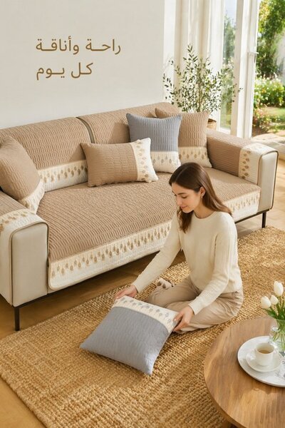 Generic 1 Piece Polyester Non Slip Sofa Cover Furniture Protector Washable Qu...