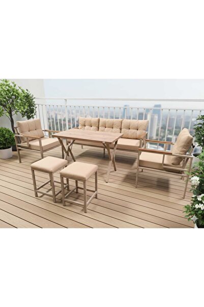 Pimango Pi Elize Metal Mutfak Balkon Bahçe Mobilyası 3+1+1+70x110 Kalınlaştır...