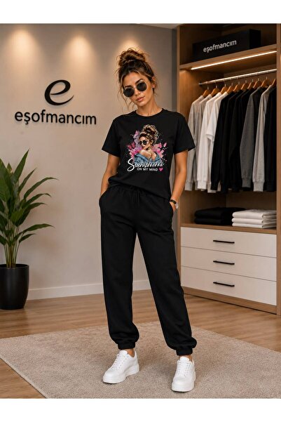 Eşofmancım Women's Printed Top and Bottom Tracksuit Set Seasonal