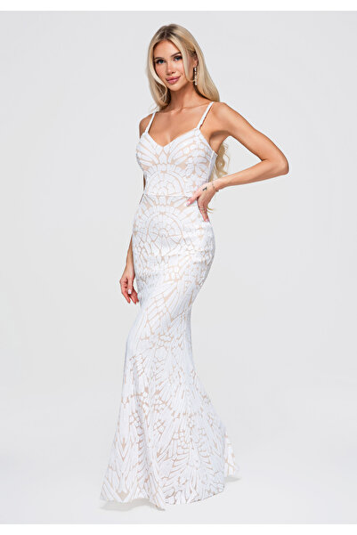 Larica Women's Evening Dress, Maxi Length with Heart Neckline LA-OM-DLR386