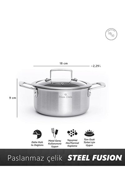 Maxx Doria Steel Fusion Jr 6 Parça Tencere Takımı PA3040