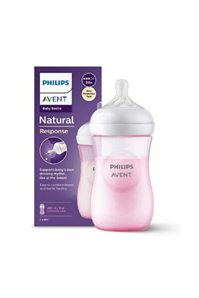 Philips Avent Natural Baby Feeding Bottle - Pink Plastic - 260ml 1m+