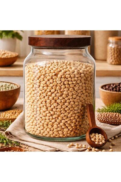 Yıldızan Msa Shop 3000 ml Acacia Lid Mega Glass Jar for Legumes and Pantry Or...