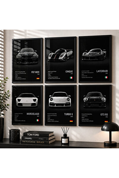 ALAYRA International Luxury Car Posters 30x40 cm With Outer Frame Set of 6