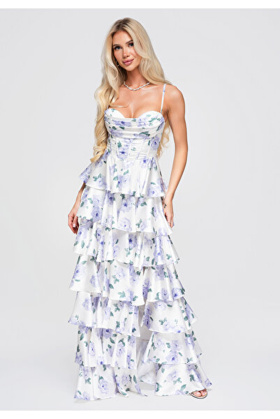 Larica Rochie maxi de damă, cu top mulat și fustă evazată LA-OM-DLR390