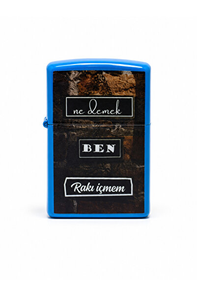ONRSTORE Baskılı Benzinli Metal Çakmak – Klasik Kapaklı Doldurulabilir Çakmak