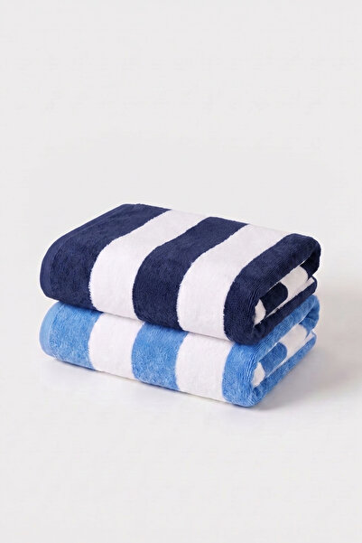 XJIM 2-Pack 100% Cotton Large Size Soft Quick-Drying Striped Beach Bath Towel...