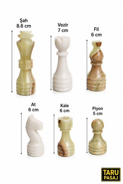 taru pasaj Handmade Green & White Onyx Natural Stone Chess Pieces |   32 Piec...