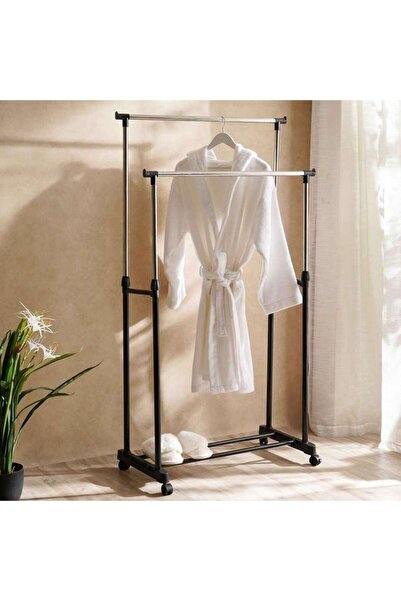 PAN HOME Lanie Extendable Double Rail Cloth Rack 80x72x90-160cm - Silver