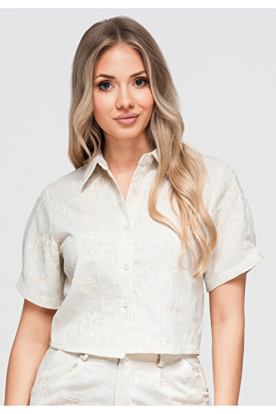 OMBRE Cămașă de damă, croială lejeră, mânecă scurtă OW-SH-E0060