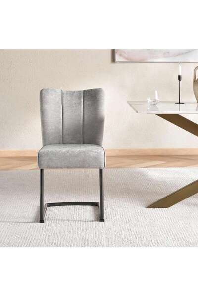 PAN HOME RIVINGTON DINING CHAIR FABRIC - GREY & GUN GREY