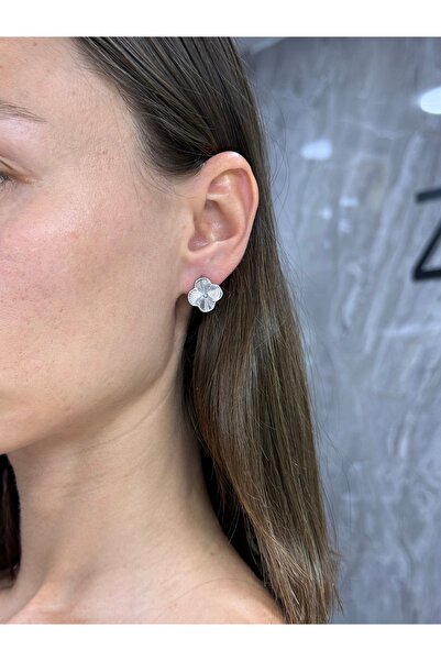 Pirinç Silver Yonca Küpe