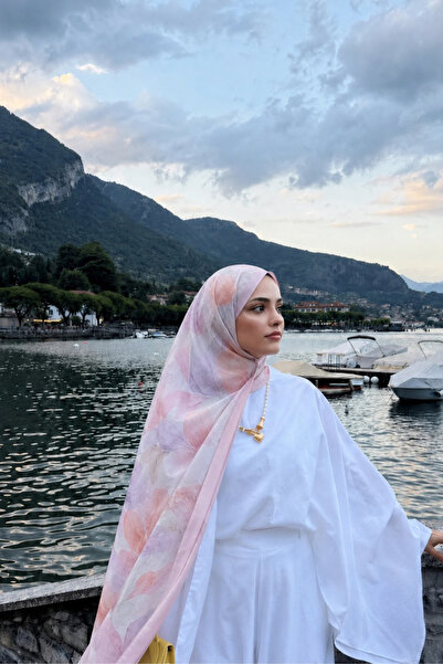 BONASERA EŞARP Fransız İpeği Şal Modeli Pastel Çiçek Desenli Tesettür Şalı