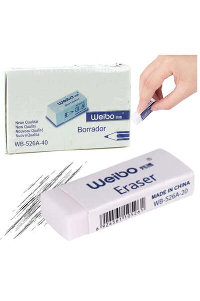 LEAN Radieră Weibo WB-526A, albă, 3.5x2x1cm, 22412