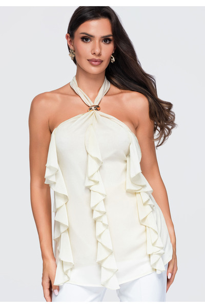 OMBRE Bluză de damă, casual, fără mâneci, cu cravată la gât OW-TS-E0077