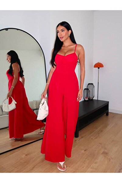 FLOWERİNG Women's Red Waist-Cinching Bodice with Stitching Details, Loose Str...