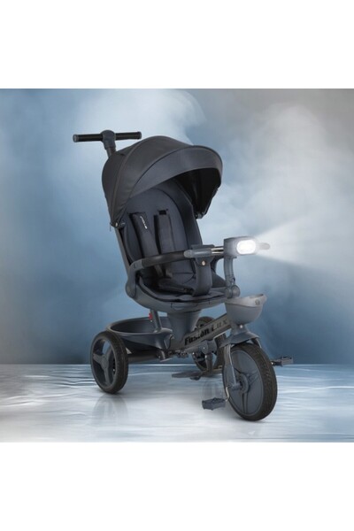 byox Fusion Lux Grey Tricicletă Copii 2în1, Rotativ 360°, Frâne + Copertină, ...