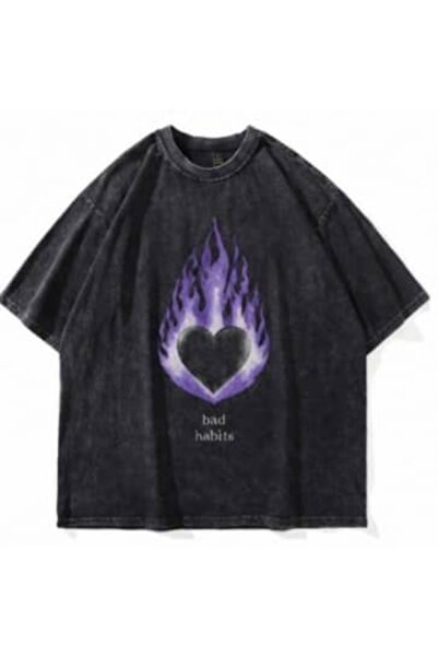 bellanova Unisex πολύχρωμο μπλουζάκι με στάμπα Oversize Streetwear Άνετη εφαρ...