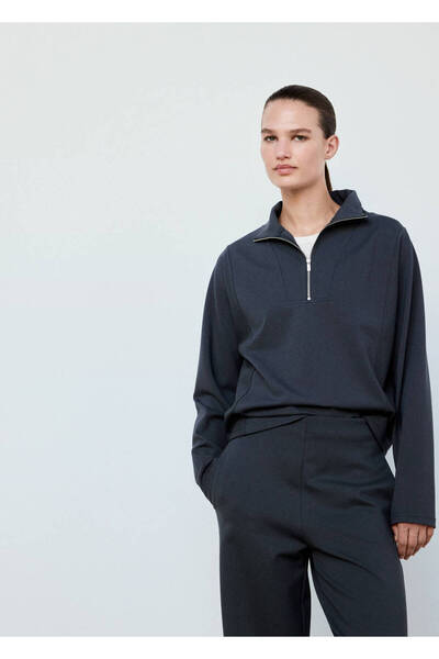 MANGO Woman Fermuarlı boğazlı sweatshirt