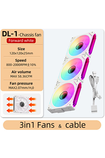 Choice3 A-RGB As Show Forward White 3in1 Coolcirc DL-1 120mm PC Case Fan 800-...