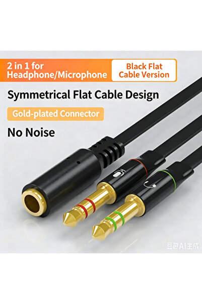 Choice Black Headphone Microphone Audio Converter Splitter For Computer 3.5mm...