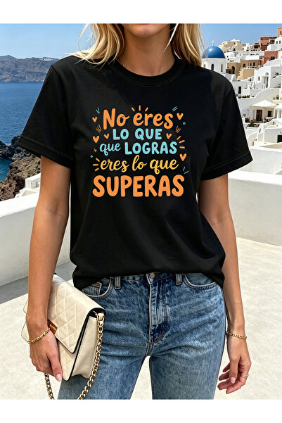 01THEONE Spanish 'You Are What You Overcome' Inspirational Printed Summer Wom...