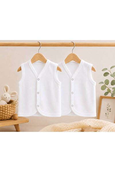 H&C COOLBOY H & C %100 Pamuk 2'li Bebek Yeleği Çıtçıtlı Kolsuz İç Yelek 0-36 Ay