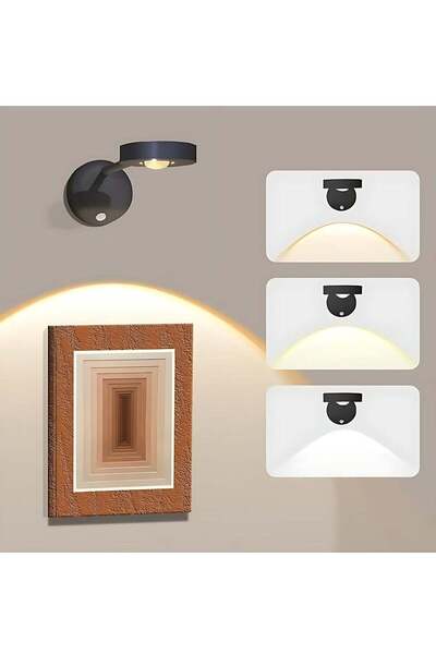 OAGA Rechargeable LED Wall Light with Remote Control 360° Rotation - Battery-...