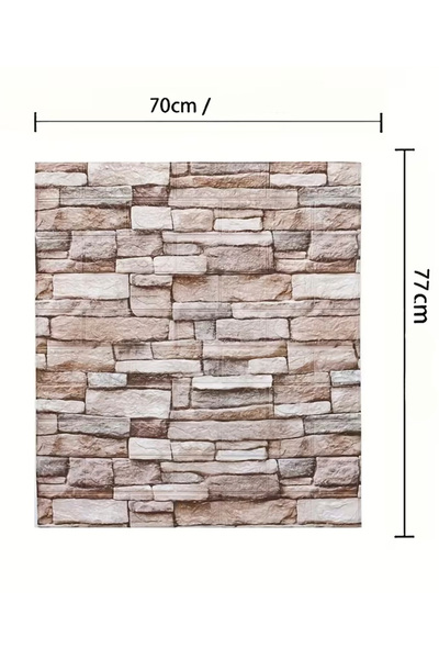 Bien Home Yeni Taş, Açık Kahve 0,54M² 3d Kendinden Yapışkanlı Kaplama Panel K...